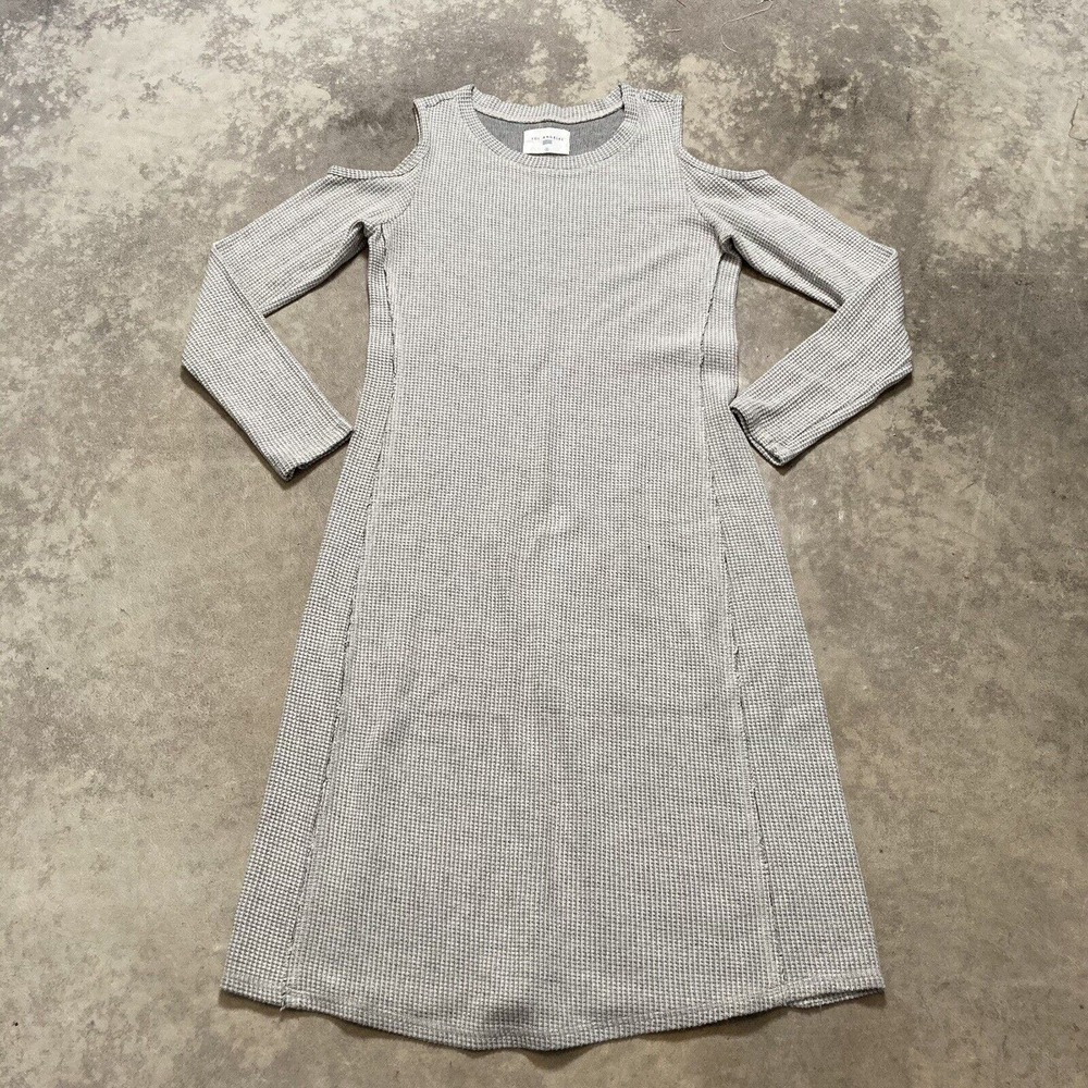 Sol Angeles‎ Knit Dress Womens Size Small Gray Long Sleeve Cold Shoulder Thermal